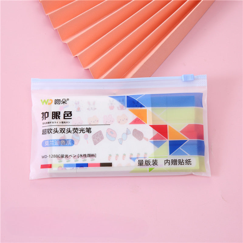 Wholesale Double Ended Plastic Highlighter Set 6pcs